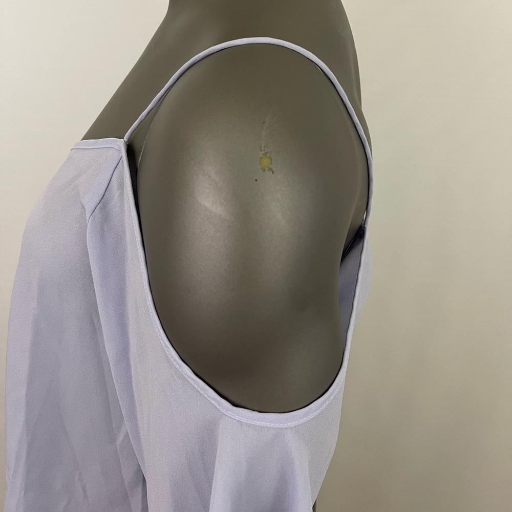 ASOS Top Women’s 4 Purple Flutter Sleeve Crop Semi Sheer Blouse Sexy - Picture 5 of 8